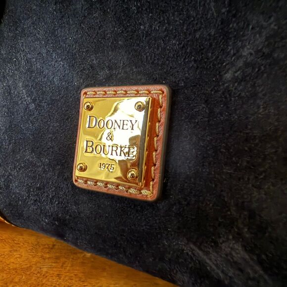 Dooney & Bourke Florentine Leather Suede Satchel Navy Cognac Crossbody Bag - Picture 13 of 15